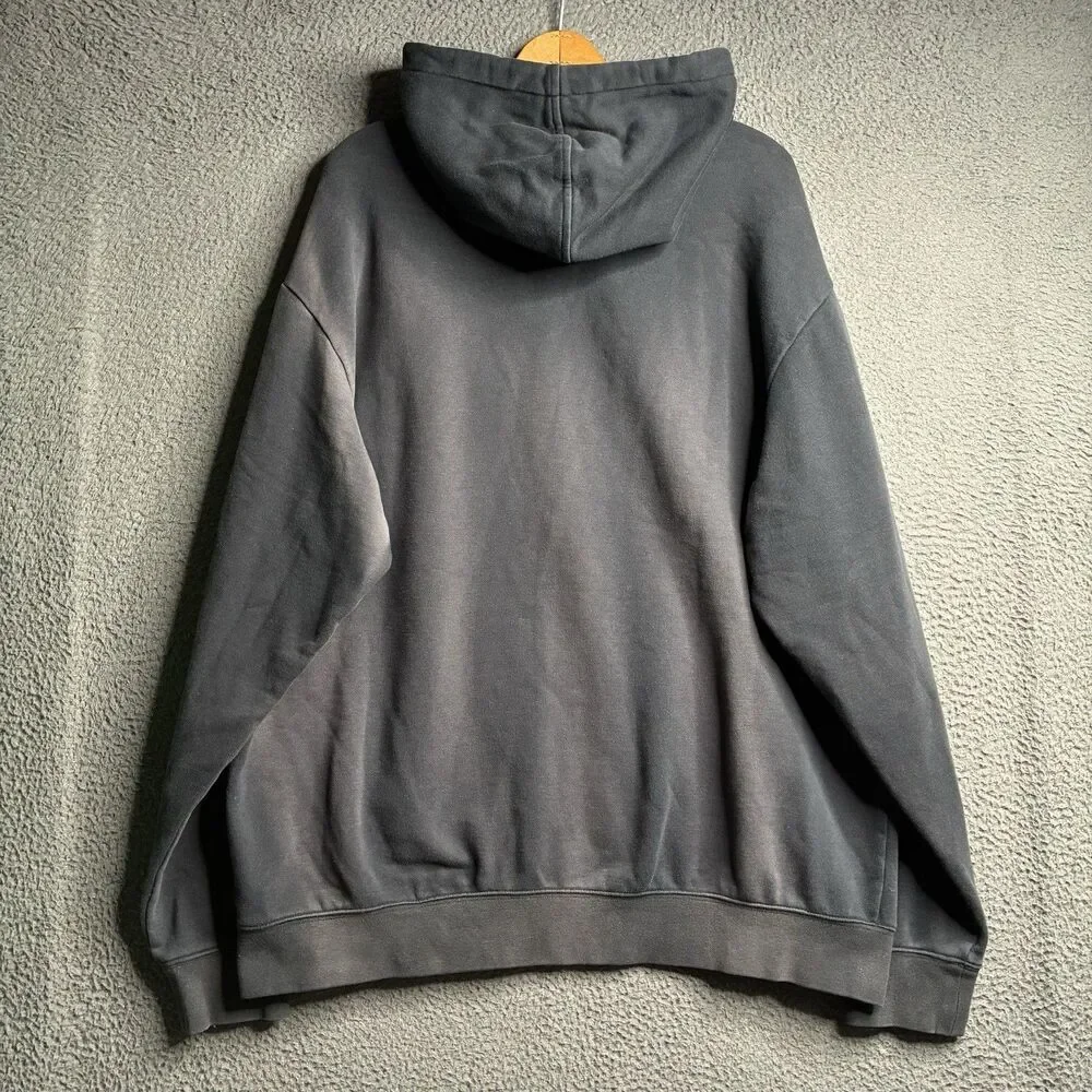 Vintage Nike Faded Black Full Zip Hoodie Silver Tag Y2K Swoosh Men’s 2XL